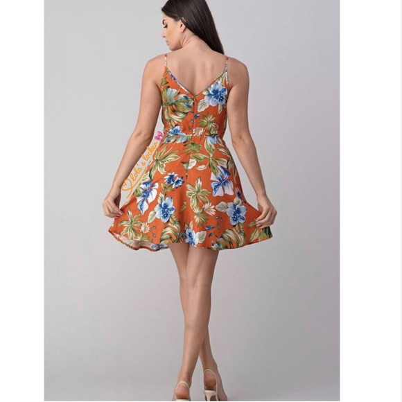 Tropical Floral Print Mini Dress - Picture 2 of 8